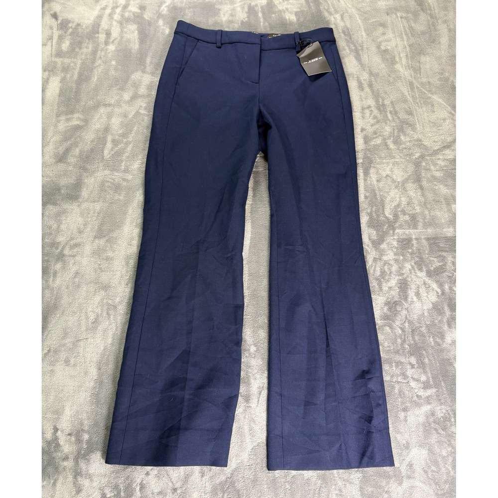 J.Crew Womens Kaya Straight Leg Dress Pants 2 Navy Blue Carreman Fabric